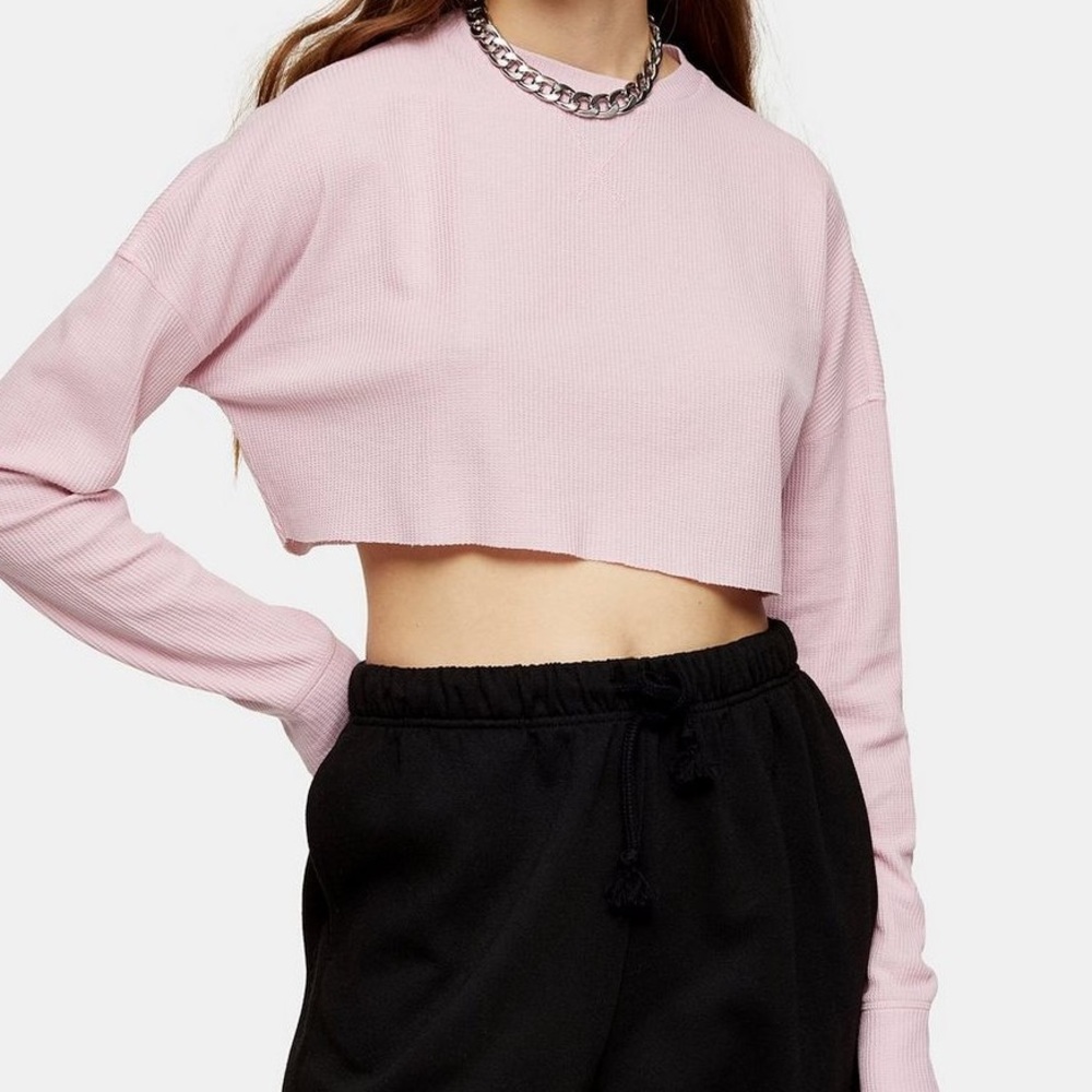 Top shop cropped waffle top